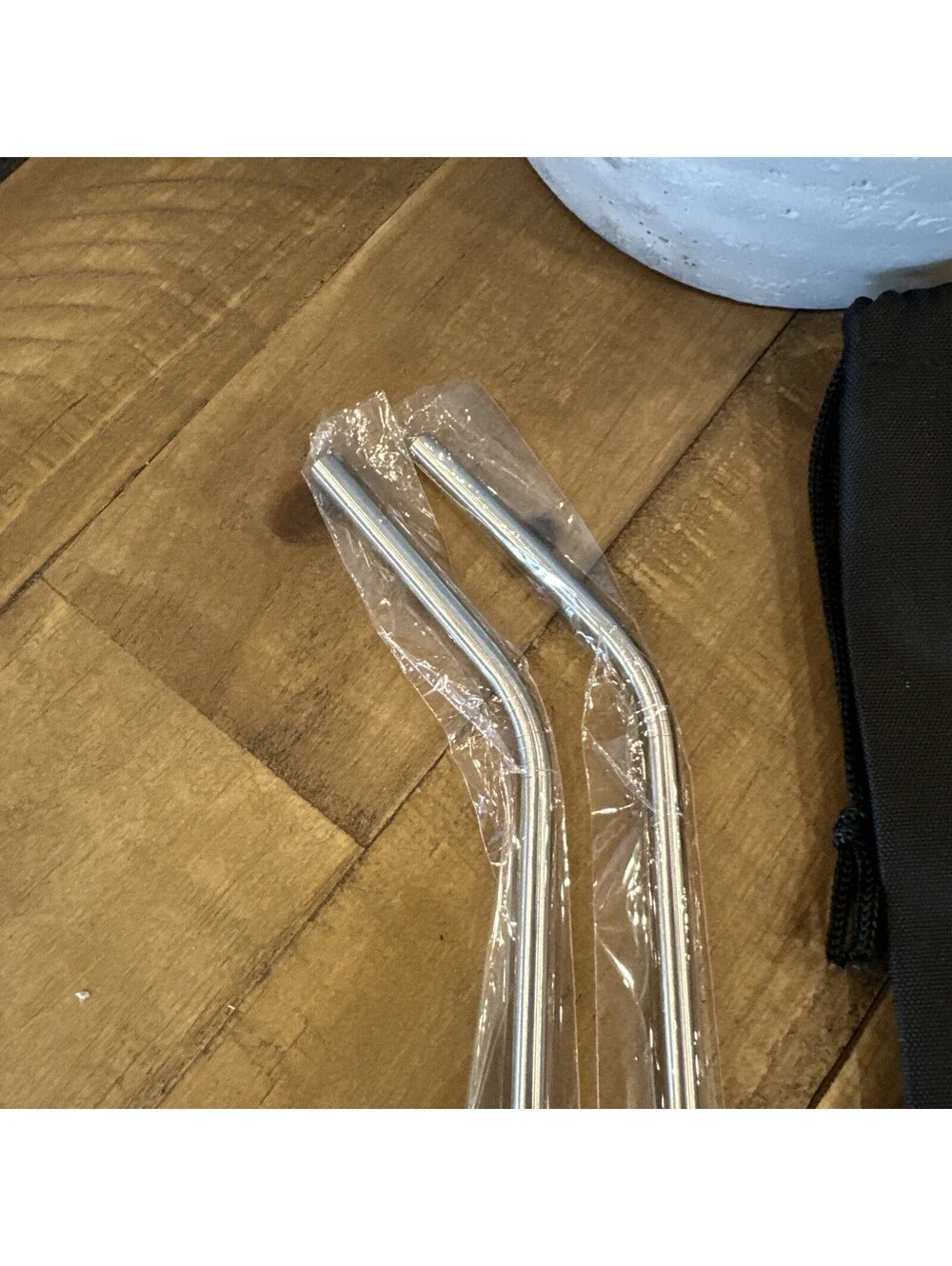 PAMPERED CHEF Set Of 2 METAL STRAWS 100092 Nylon Bag New